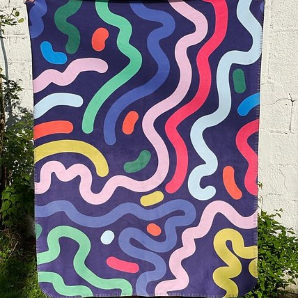 Brand New Lady Thom Navy Wavy Baby Blanket